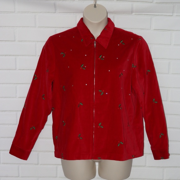 Quacker Factory Jackets & Blazers - Christmas Quaker Factory Sz M Red Holly Jacket